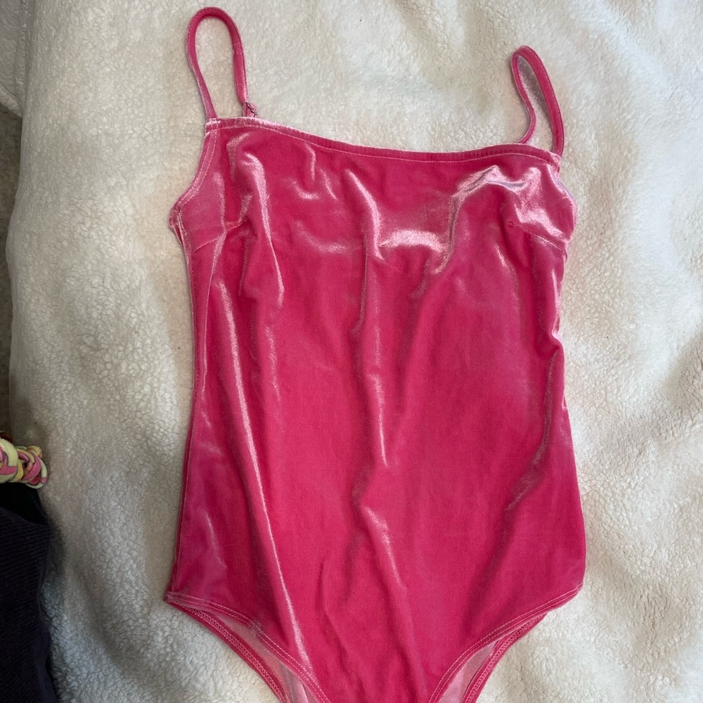 Pink velvet bodysuit